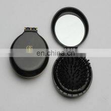 Customized Mini Pocket Size Oval Shaped Foldable Hair Brush With Mirror thumbnail-1