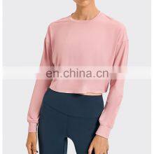 Autumn Winter New Long Sleeve Jacquard Knit Sweatshirt Fitness Ladies Woman Yoga Gym Crop Tops Fashionable Pullover thumbnail-5