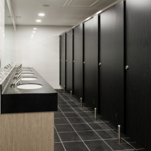 Modern 12mm HPL Waterproof Toilet Cubicle System 304 Stainless Steel Solid Partition for Home Hotel Bathroom Mall or School thumbnail-4