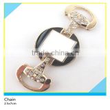 Gold Plated Metal Ceramic Chian Clear Crystal Rhinestone Setting Chian 2.5x7cm