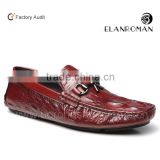 embossed cow leather driving shoe in red color, loafer shoes, slip on shoe