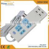 Universal /Middle East/ UAE/ Dubai 4 AC Power Supply + 4 USB Socket Strip With Surge Protector 220V 16A