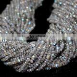 HANDMADE NATURAL BLUE FIRE LABRADORITE 3-4MM RONDELLE FACETED LOOSE BEADS STRAND thumbnail-1