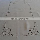 Hand embroidery white cotton table cloth No.8