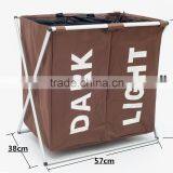 600D Oxford Cloth Portable and Folding Dirty Garment Laundry Basket Closed,3 Compartments Laundry Hamper Quality Choice thumbnail-2