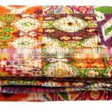 RTHKG-3 Kantha Stitching Vintage Fruit Printed Traditional Cotton Fabric Patchwork Gudri Throw Bedspread Wholesaler Jaipur thumbnail-1