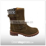cow suede spanish leather boots with button
