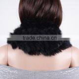 Black Women Fur Scarf With Rabbit Fur/knitted Rabbit Fur Scarf for Girls KZ150125 thumbnail-2