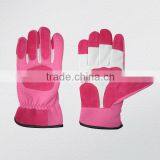 Pink Color Pig Skin Leather Garden Glove thumbnail-1