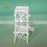 Dolls House Miniature 1:12 Scale Furniture White Wire Plant Stand Multi Planter thumbnail-1