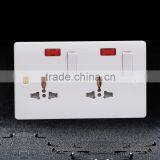UK Standard Double 20amp 3 Multi Pin Socket Outlet With Neon Made in China