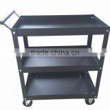 Black Rolling Metal 3 Tray Utility Tool Service Push Cart Shelf Storage Wheeled thumbnail-1