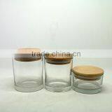 Wholesale Flat Bottom Glass Candle Jars With Sealed Bamboo Lids thumbnail-1