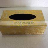 High quality best selling lacquer rectangle metallic gold tissue box from Vietnam