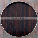 Silver Plated Round Dish Tray With Handles and Wood Base , Room Service Tray, Airlines Service Tray, Arabic Metal Tray thumbnail-1