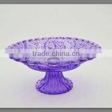 Custom Color Good Quality Wholesale Glass Candy Plate Embossed Transparent Glass Plate With Stand thumbnail-1