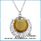 Vintage Antique Bronze Copper Luminous Crystal Necklace Glowing in Dark thumbnail-4