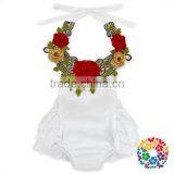 Wholesale Fashion Design Baby 3D Rose Flower Halter Bodysuit Backless Custom Made Rompers thumbnail-2