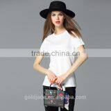 Wholesale Slim Fit Blank T-shirt Women Short-sleeve t Shirt Design thumbnail-3