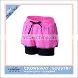 2 in 1 Compression Womens Gym Shorts 5 Inch Inseam With Pockets