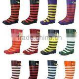 Women Stripe Rubber Rain Boot Wholesale Brand Waterproof Boots Leftover Stock thumbnail-1