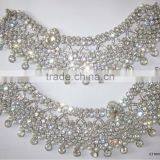 Bridal Silver Crystal Broad Payal ANKLETS Pair Feet Bracelet thumbnail-2