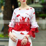 Maxnegio Computer Shirt Print Machine Ruffle Long Sleeve Woman Casual Shirt thumbnail-2