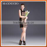 2015 Sleeveless Stitching Hawaiian Style Casualladies Check Dress thumbnail-6