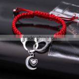 Diy Woven Key Lock Charms Bracelet Red Cord Braided Handcuffs Bracelet Cheap Couple Bracelets for 2016 Promotional Items thumbnail-3
