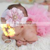 Little Girl Bloomer Dress Pink Chiffon Fabric With Ribbon Bowknot Wholesale Baby Product thumbnail-2