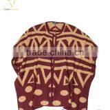 Cardigan Style Lady Custom Intarsia Wool Poncho Sweater thumbnail-1