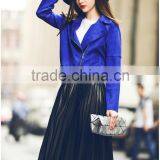 2016 Stylish Designer Blue Fashionoable Lady Leather Coat Woman A Type Short Jackets thumbnail-5