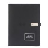 2020 Wholesale B5 Promotion Wireless PowerBank Diary With 32GB USB Flash Drive LED Light Logo EP-ItalianPU Leather Power bank Notebook