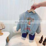 Winter Girls' Long Sleeve Plush Hoodie New 2020 Korean Foreign Style Extra Thick Pullover Bottoming Top for Children thumbnail-3