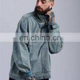 Wholesale Turtle High Collar Oversized Loose Fit Cuff Washed Men Street Style Jean Denim Jacket thumbnail-3