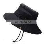 Summer Cotton Cap Wholesale Fishing Boonie Brim Sun Cheap Foldable Sun Custom Bucket Hat Safari Hat With Strings thumbnail-3