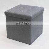 Gray Modern Fabric Linen Ottomans Storage Box Stool High Quality Homely Supply Ottoman Saving Space thumbnail-3