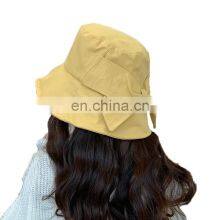 Customized Fisherman Hat Spring and Summer Leisure Sunshade Soft Foldable Basin Big Bow Sun Hat thumbnail-3