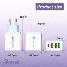 New Arrival 4 Port Usb c Type c Plug Pd Us Eu Uk Quick Fast Usb Wall Charger Adapter for Cellphone Charger thumbnail-4