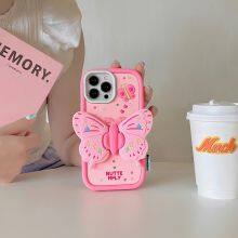 Stylish 3D Butterfly Stand Silicone Shock-proof Phone Case Iphone 12 13 14 15Pro Max thumbnail-1