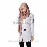 Women Summer White Shirt Muslim Long Shirts Turkish Islamic Arab Kaftan Muslim Shirt High Quality B043 thumbnail-4
