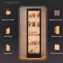 Smart LED-Glaskabinet für Man Cave, 1600 mm hoher Stahlschrank mit Fernbedienung, Atmungslichtern und Sicherheitsverschluss, Schwarz/Weiß thumbnail-5