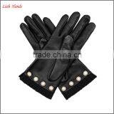 Women's Pearl-embellished Winter Leather Gloves thumbnail-2