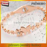 Fashion Titanium Steel Zircon Rose Gold Bangles Butterfly Daisy Bracelet thumbnail-1