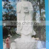 Standing Gautam Buddha Statue White Marble Stone Hand Carving Sculpture for Pagoda Temple