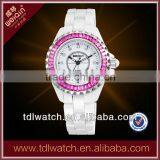 Luxury Womens Sapphire Glass Watch With Pink Zircon in Bezel thumbnail-1