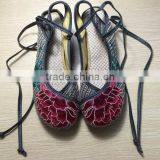 Women's Shoes Old Peking Flower Embroidered Lace Up Linen Cotton Cloth Walking Flat Shoes Oxford Sole thumbnail-4