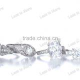New 925 Silver cz Three Stone Ring ,engagement Ring Set thumbnail-5