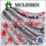 Grey ground red flower rayon printed knitted fabric