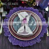 Cheap Elegant Restaurant and Home Decoration Purple Glass Wedding Charger Plate Wholesale thumbnail-3